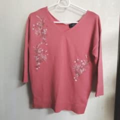 【超美品】JUSGLITTY 7分袖ニット 刺繍 ピンクのサムネイル