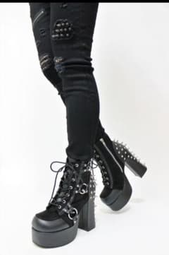 CHARADE-100 DEMONIA US6 23.5 厚底 ブーツ 黒のサムネイル