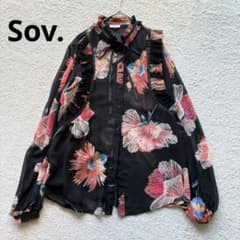 Sov. ポリエステルシフォンJeana ブラウス フリル 花柄 38 美品 