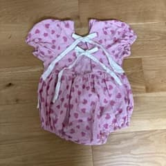 ベビー ロンパース ハート柄 ピンク リボン80㎝のサムネイル