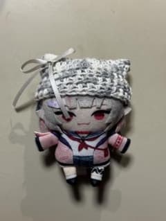 リボン猫耳ニット帽 グレーマーブル にじぱぺ ハンドメイドのサムネイル