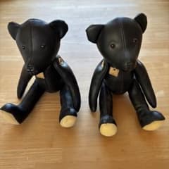 レザー テディベア 2体セット ブラック - メルカリ