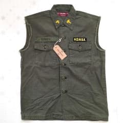 HS コットンミリタリー カットオフ シャツ OD M 日本製 未使用 - メルカリ