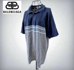 BALENCIAGA】 バレンシアガ ポロシャツ ネイビー/グレー系 5L - メルカリ