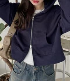 더블 Zip 짧은 후디 지퍼 파커 네이비 상태좋음