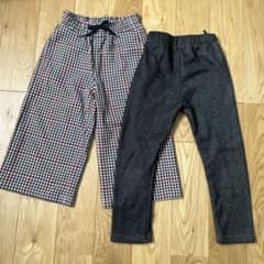 GU チェック柄ボトムスと裏起毛ストレッチパンツ セット 110のサムネイル