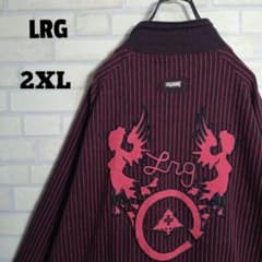 個性派古着☆LRG 総刺繍 ストライプ トラックジャケット 黒×赤 2XL