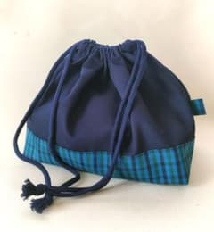 よもぎ様専用☆濃紺×ファミリアチェックのお弁当袋 入園入学オーダー