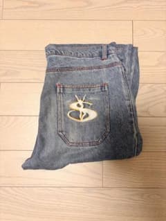 赤スティッチヤードセール デニムパンツ S - メルカリ
