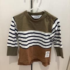 長袖カットソー ボーダー オリーブグリーンのサムネイル