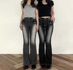 美品nugu Nabi フロントポケットブーツカットデニムパンツ 2 shortのサムネイル
