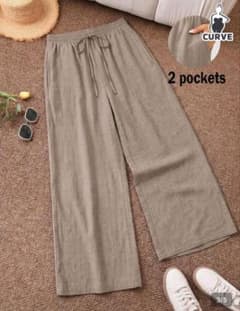 値下げ！大きいサイズ　4XL ブラウンワイドパンツ　ゆったりのサムネイル
