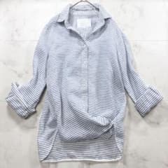 【23区】LIBECO 麻100% レギュラーカラー2wayカシュクールシャツ 23区 LIBECO 麻100% 2wayカシュクールシャツ ボーダー柄 40 - メルカリ