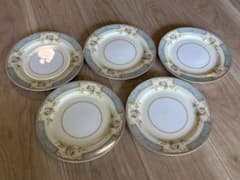 Noritake ノリタケ プレート 19cm 5枚セット ブルー 花柄 金彩 - メルカリ