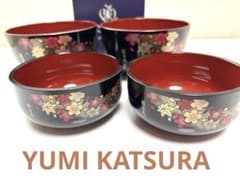 未使用】桂由美 お椀 2種類 4個セット（大小各2点）漆器風 華やか