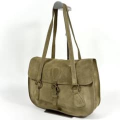 MIUMIU スウェード ワンショルダーバッグ エンボスロゴ ベージュ