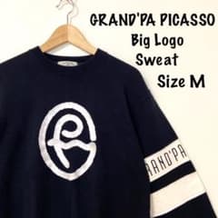 大人気古着　GRAND'PAPICASSO　ビッグ刺繍ロゴスウェット　袖ロゴのサムネイル
