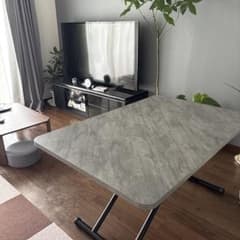 昇降式ダイニングテーブル ストーングレー 120×80cm※都内手渡し 昇降式ダイニングテーブル ストーングレー 120×80cm※都内手渡し - メルカリ