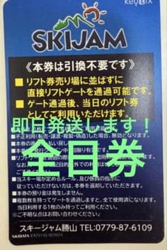SKIJAM勝山スキー場リフト券 全日OK即日発送大人 25ー26年引換不要のサムネイル