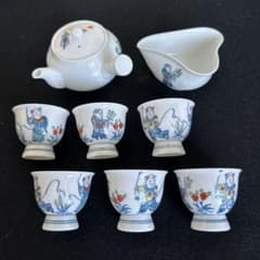 煎茶器セット 宝瓶 湯冷まし 湯呑み6客 唐子文のサムネイル