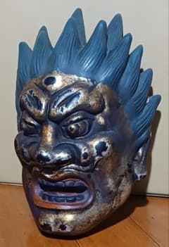 乾漆神楽面 薬師十二神将 代折羅大将 模国宝 ばさら面 壁掛け型 夜叉王