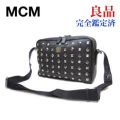 良品 MCM エムシーエム スタッズ ショルダーバッグ 黒 PVC - メルカリ