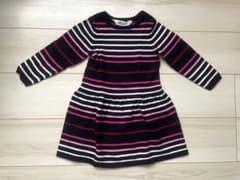 H&M☆ネイビー/ピンクボーダーワンピース☆110cmのサムネイル
