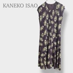 【カネコイサオ】ロング　ワンピース　ノースリーブ　レース　花束 リボン Aライン カネコイサオ】ロング ワンピース ノースリーブ レース 花束 リボン A