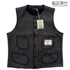 未使用【ブラウンズビーチジャケット】アーリーベスト　ラウンドネック　チャコール 未使用【ブラウンズビーチジャケット】アーリーベスト ラウンドネック