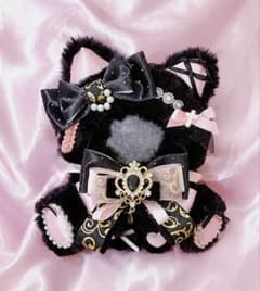 10cm〜おすわりぬい服 ピンク×黒 猫 地雷系ハンドメイド - メルカリ