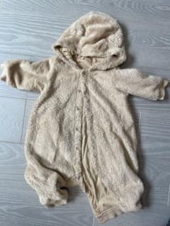 UNIQLO BABY フリース ロンパース くま耳 70 ボア靴下付きのサムネイル