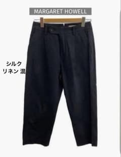 MARGARET HOWELL コットンリネンパンツ マーガレットハウエル コットン シルク リネン パンツ ブラック Ⅱ