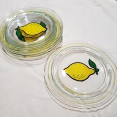 新品 未使用品 昭和レトロ ガラス皿 お皿 フルーツ皿 レモン柄 アンティークのサムネイル