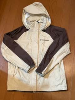 美品コロンビアマウンテンパーカーsサイズベージュ×ブラウン雨具ウインドブレーカーのサムネイル