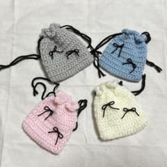 ribbon crochet pouch ピンクのサムネイル