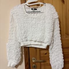 【クリーニング済】EMODA シャーリング トップス ホワイトのサムネイル