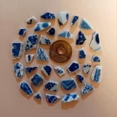 シー陶器2580 ☆極小〜小サイズ 藍色☆ アート 金継ぎ アクセサリー