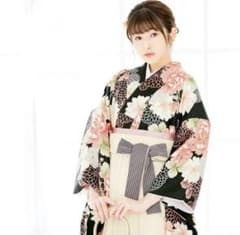 SALE 卒業式 袴3点セット 二尺袖着物 袴 アイボリー 黒 小紋 卒業式袴 