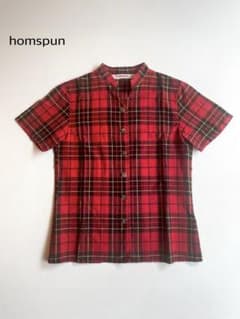 homspun ホームスパン チェック柄 コットン リネン 半袖シャツ - メルカリ