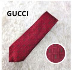 GUCCI グッチ ネクタイ シルク100% ボルドー 総柄 イタリア製 高級