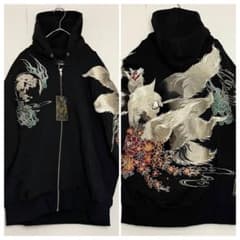 超レア◇新品未使用◇XL】絡繰魂 火炎九尾 総刺繍 ジップアップ