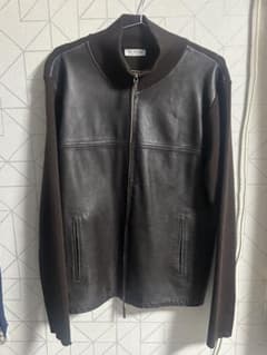 PAL ZILERI ドライバーズニット レザー 切替　イタリア製　ダブルジップ PAL ZILERI ドライバーズニット レザー 切替 イタリア製 ダブルジップ