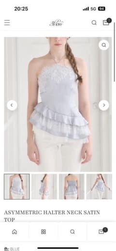 yilon ASYMMETRIC HALTER NECK SATIN TOPのサムネイル