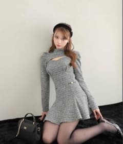 m me eme ニットツイードアンサンブルミニワンピース m me eme ニットツイードアンサンブルミニワンピース - メルカリ