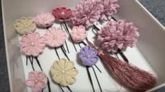 花髪飾り セット　タッセル　和装　つまみ細工のサムネイル