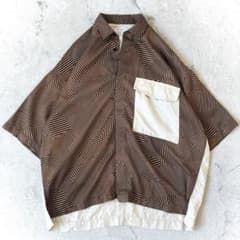 美品 トゥモローランド 総柄リネン切り替え オーバーサイズ 半袖シャツ
