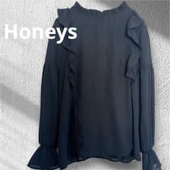 Honeys ハニーズ　フリルブラウス ブラック 長袖　Mサイズ