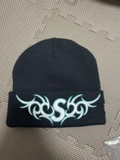 Supreme 黒 ニット帽 トライバル柄 - メルカリ