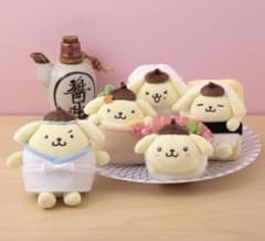 新品　サンリオ　ポムポムプリン ポムポムおすしマスコット　すし職人　ぬいぐるみ サンリオ ポムポムプリン ポムポムおすしマスコット すし職人