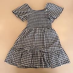 ZARA ギンガムチェック　ネイビー　ワンピース　122cmのサムネイル